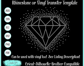 Diamond Rhinestone Instant Digital Download SVG, EPS Transfer Template