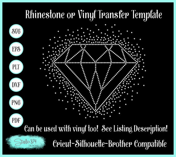 Diamond Rhinestone Instant Digital Download SVG, EPS Transfer Template