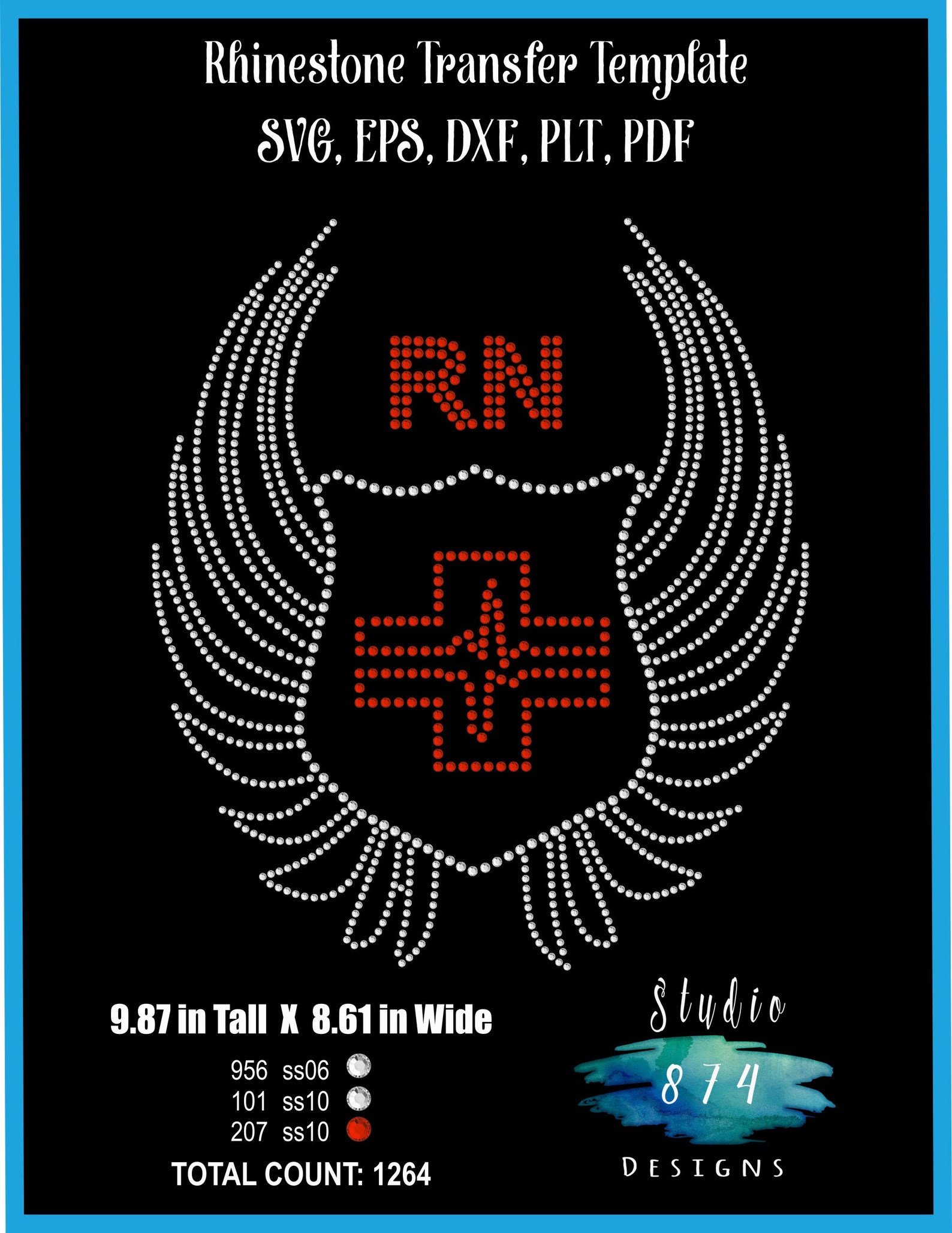 Nurse Wings Stencil 4 Inch Medical Angel RN Symbol Design Reusable Sheet For DIY Craft Crafting Card Making Cookie Cake Airbrushing Small Miniature MIN287