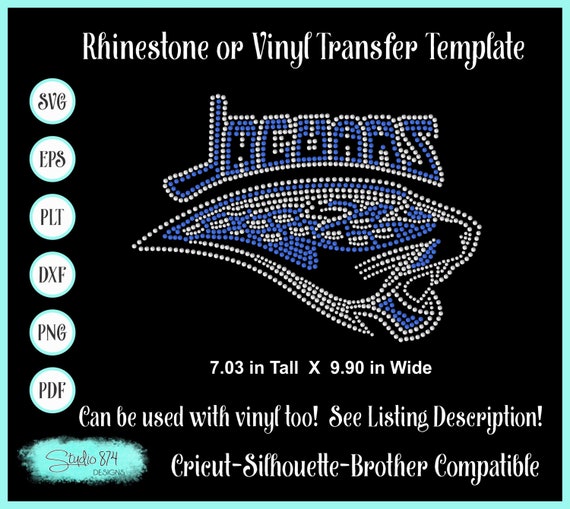 Rhinestone Jaguar Mascot SVG Template - School Faux Rhinestone Digital Download - Sticky Flock Cut File