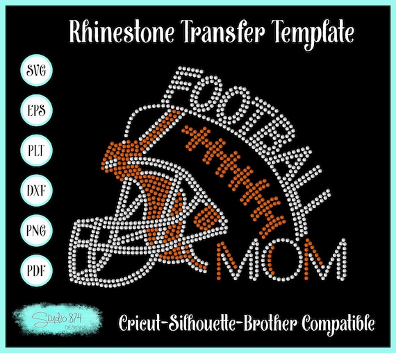 Football Mom Rhinestone SVG Template - EPS Instant Download