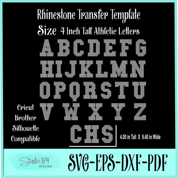 Rhinestone SVG Athletic Jersey Letters - Instant Download Font EPS - CUT Files