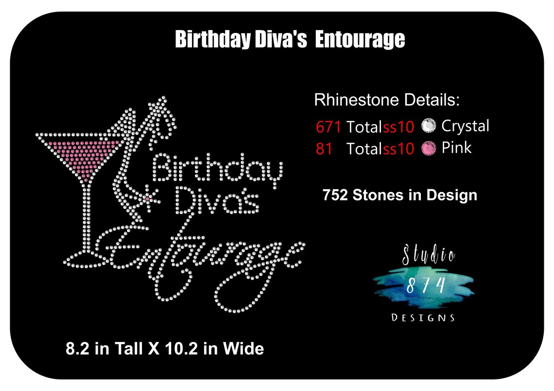 Download Birthday Diva Entourage Rhinestone SVG Transfer Template | Etsy