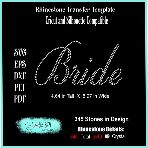 Bride Rhinestone Transfer Template for Bride-Wedding-Bachelorette