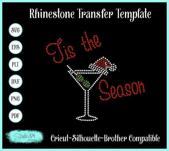Christmas Rhinestone SVG Template - Tis the Season EPS Instant Download Sticky Flock Stencil