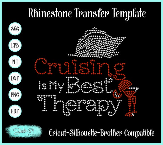 Cruise Rhinestone Transfer Digital Download Template SVG EPS DXF - Cruisin Therapy