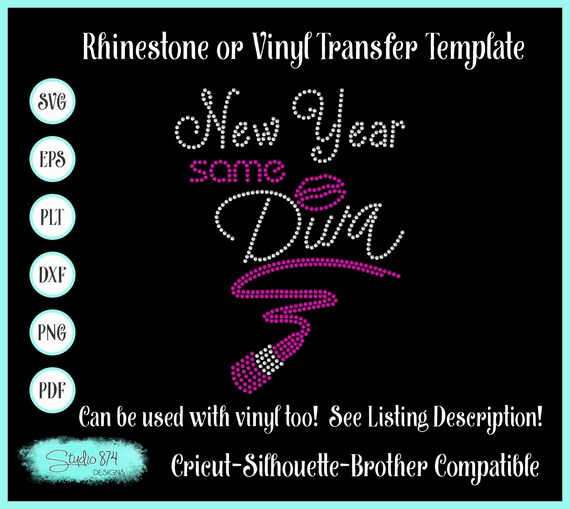 New Year Rhinestone SVG Template - or Vinyl Faux Rhinestone EPS Design