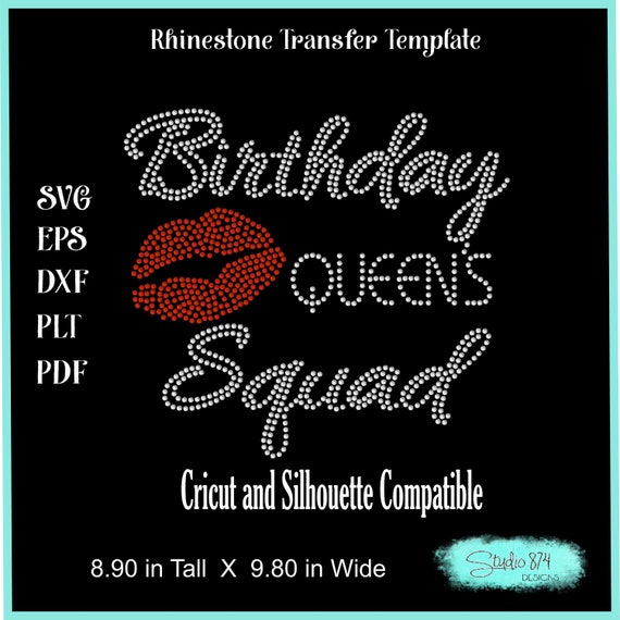 Birthday Queen Squad Rhinestone SVG Instant Download - Sticky Flock EPS Template