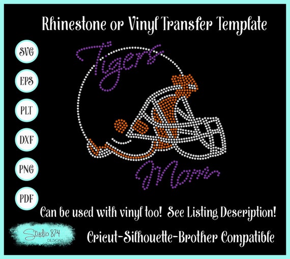 Football Mom Rhinestone SVG Template - Tigers EPS Instant Download Design