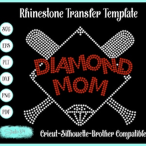 Baseball Mom Rhinestone SVG Template - Bling Instant Download - Softball Mom