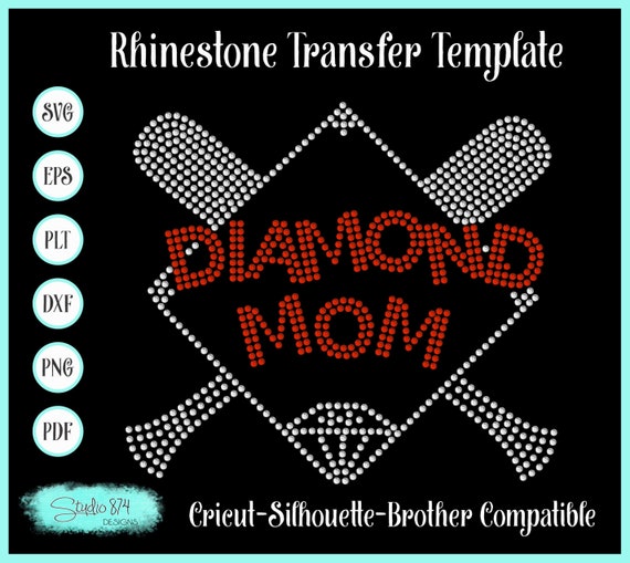 Baseball Mom Rhinestone SVG Template - Bling Instant Download - Softball Mom