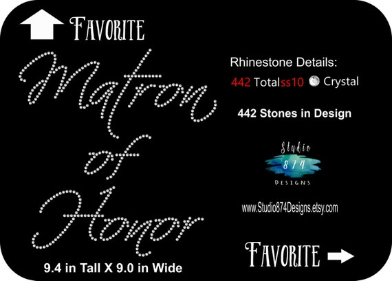 Rhinestone Transfer Template Bridal - Matron of Honor -  Bachelorette -  DOWNLOAD Stencil - DIY - Sticky Flock Template