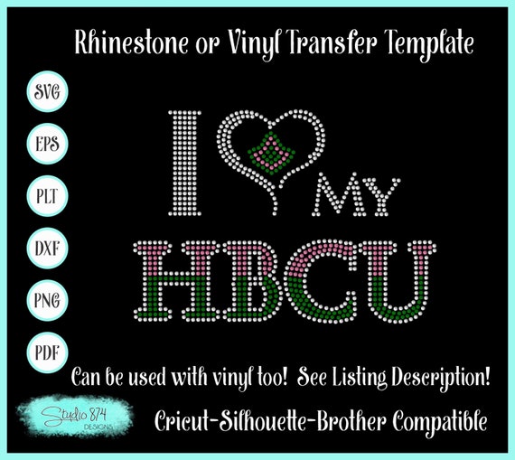 HBCU Rhinestone SVG Template - Faux Rhinestone or Vinyl Design - Sticky Flock SVG Stencil - Instant Download