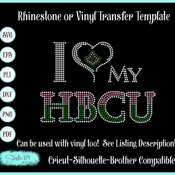 HBCU Rhinestone SVG Template - Faux Rhinestone or Vinyl Design - Sticky Flock SVG Stencil - Instant Download