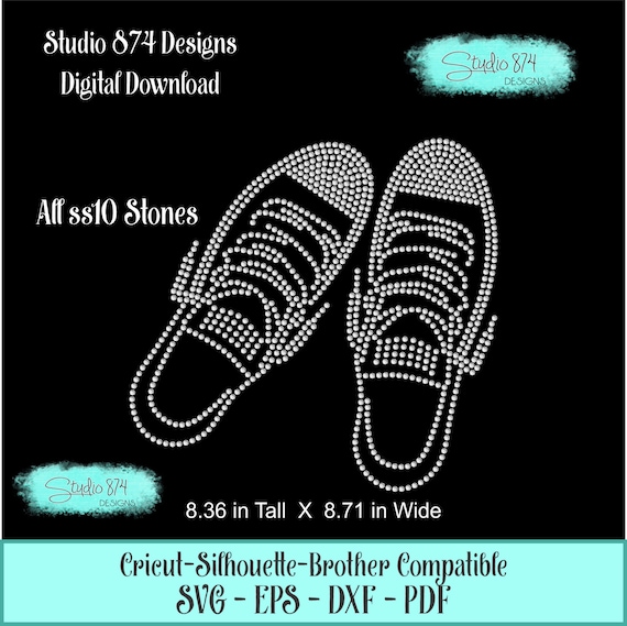 Converse Rhinestone Shoe Instant Download SVG, EPS Digital Transfer Template - SS 10 Stones