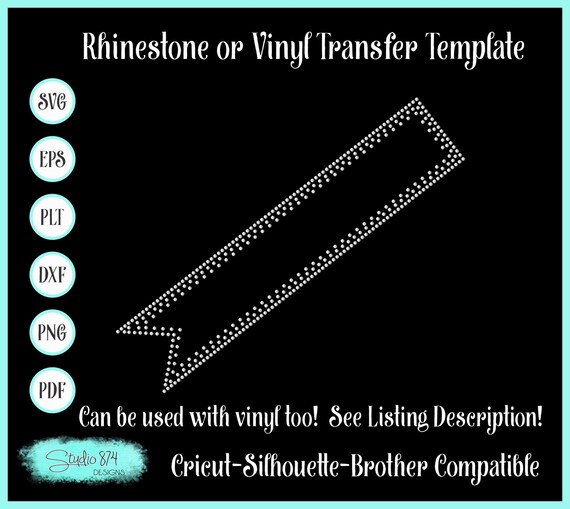 Cheer Bow Rhinestone SVG Template - EPS Instant Download - Sticky Flock Stencil - Faux Rhinestone Design