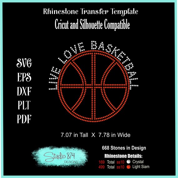 Basketball Rhinestone SVG Template - Live Love Basketball EPS Instant Download Sticky Flock Stencil