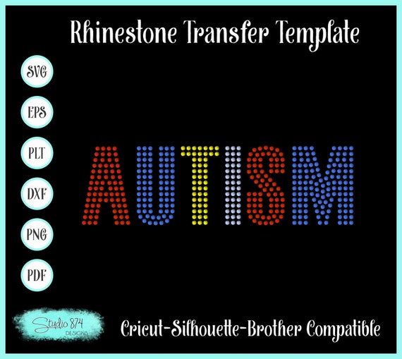 Autism Awareness Rhinestone SVG Digital download - SVG Sticky Flock Template