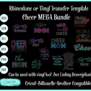 Cheer Mega Bundle Rhinestone SVG Templates - Sticky Flock EPS Digital Download