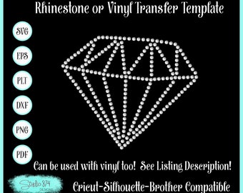 Diamond Rhinestone Instant Digital Download SVG, EPS Transfer Template - Rhinestone or Vinyl Faux Rhinestone