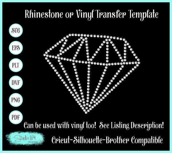 Diamond Rhinestone Instant Digital Download SVG, EPS Transfer Template - Rhinestone or Vinyl Faux Rhinestone