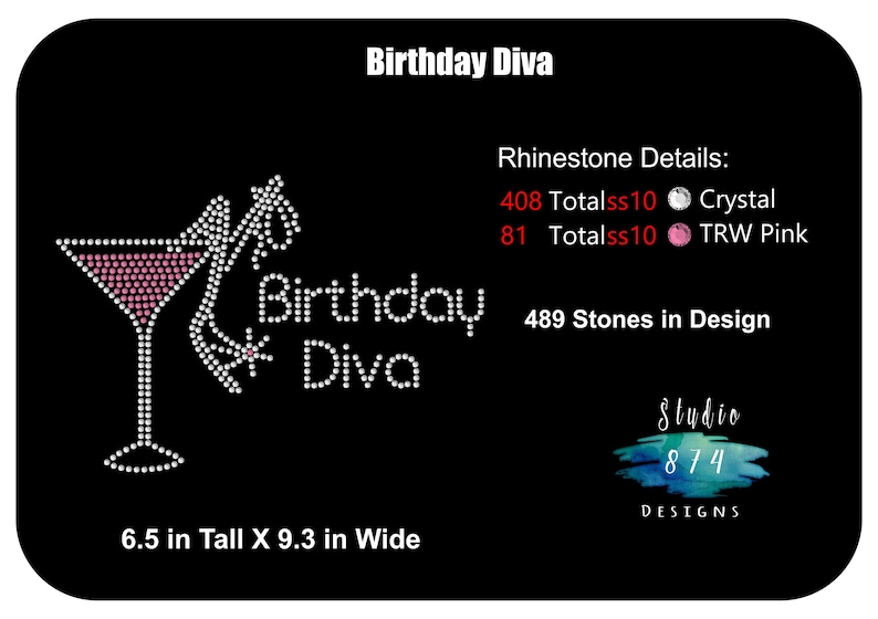Birthday Diva Entourage Rhinestone SVG Transfer Template ...