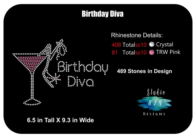 Birthday Diva Entourage Rhinestone SVG Transfer Template ...