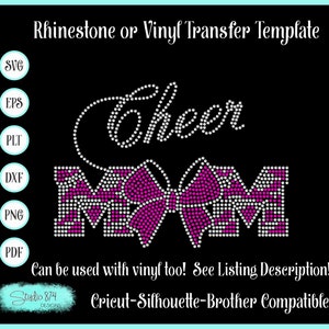 Cheer Mom Rhinestone SVG Template - Cheerleading EPS Instant Download