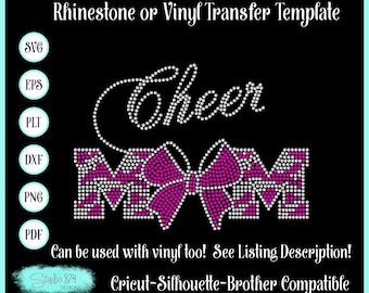 Cheer Mom Rhinestone SVG Template - Cheerleading EPS Instant Download