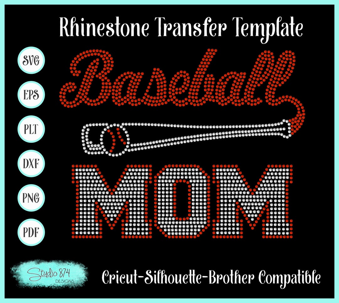 Baseball Mom Rhinestone SVG Template - EPS Digital Download - Etsy