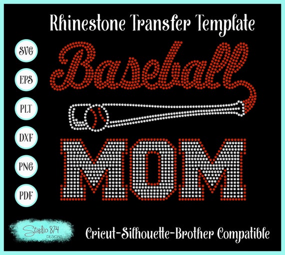 Baseball Mom Rhinestone SVG Template -  EPS digital download