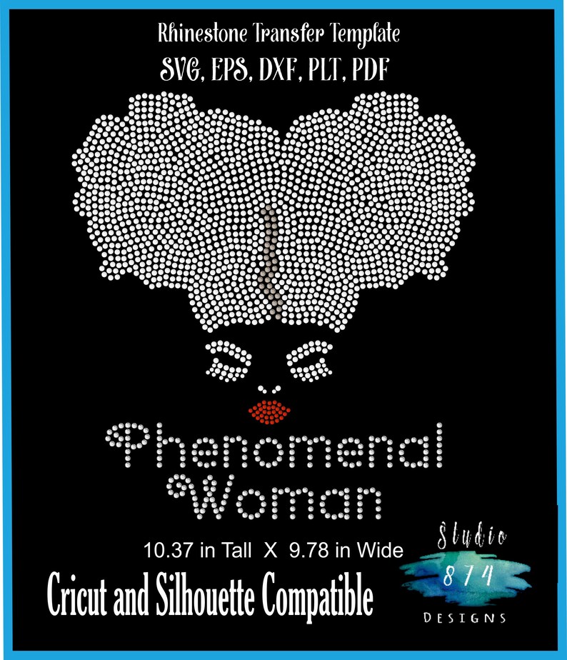 Download Phenomenal Woman Afro Diva Rhinestone Instant Download SVG | Etsy