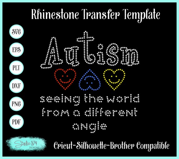 Autism Awareness Rhinestone SVG Instant Download File - Digital Sticky Flock Template