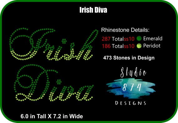Irish Diva - St. Patrick's Day Rhinestone Transfer Template Pattern Stencil DOWNLOAD ONLY - Party Applique  DIY - Sticky Flock