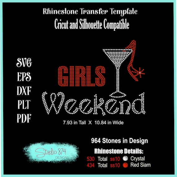 Girls Weekend Rhinestone Transfer Template - Bling SVG Instant Download