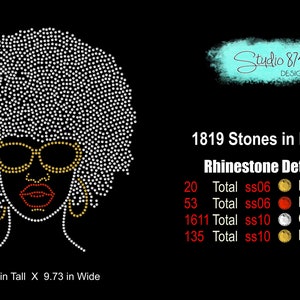 Afro Girl Rhinestone Instant Download SVG, EPS Digital Transfer ...