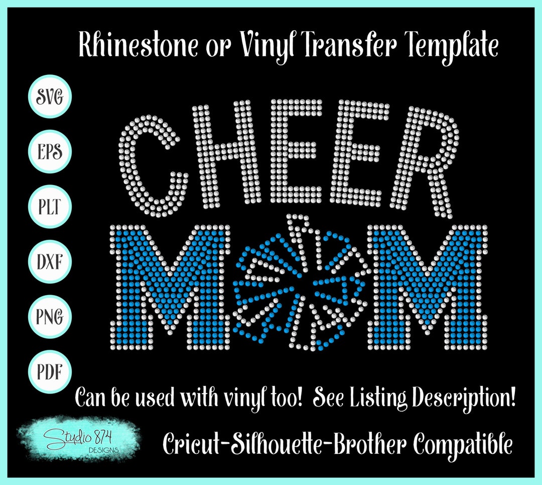Cheer Mom Rhinestone SVG Transfer Template - Cheerleading EPS Digital ...