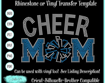 Cheer Mom Strass SVG-overdrachtsjabloon - Cheerleading EPS-digitale download