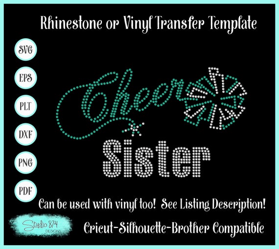 Cheer Sister Rhinestone SVG Transfer Template Cheerleading EPS Digital Download