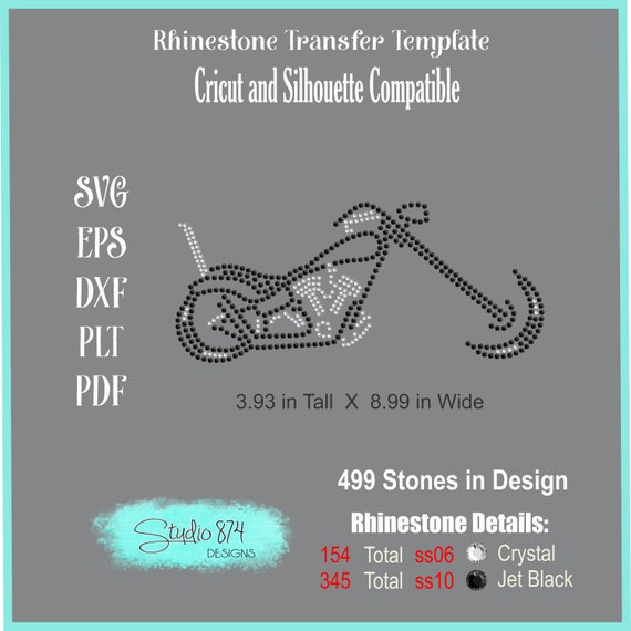 Motorcycle Rhinestone Transfer Template - Instant Digital Download SVG