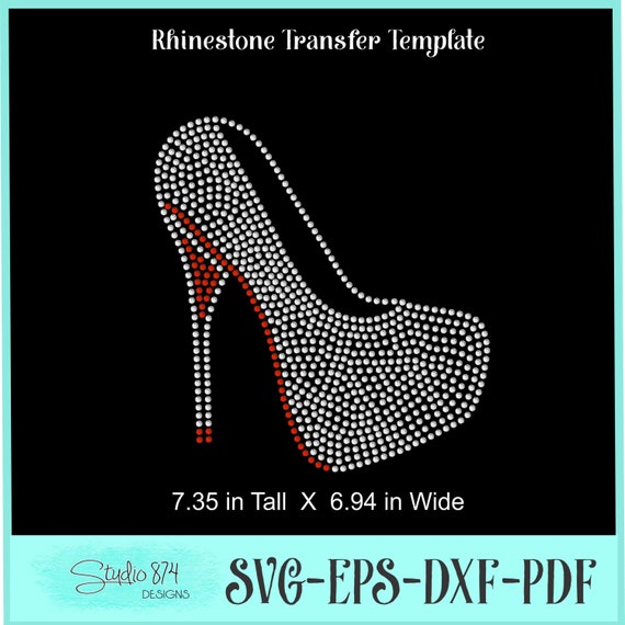 Stiletto High Heel Rhinestone Shoe Instant Download SVG, EPS Digital Transfer Template - Add On