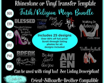 Faith Rhinestone SVG Bundle – Religious Faux Rhinestone Designs (Digital Download)