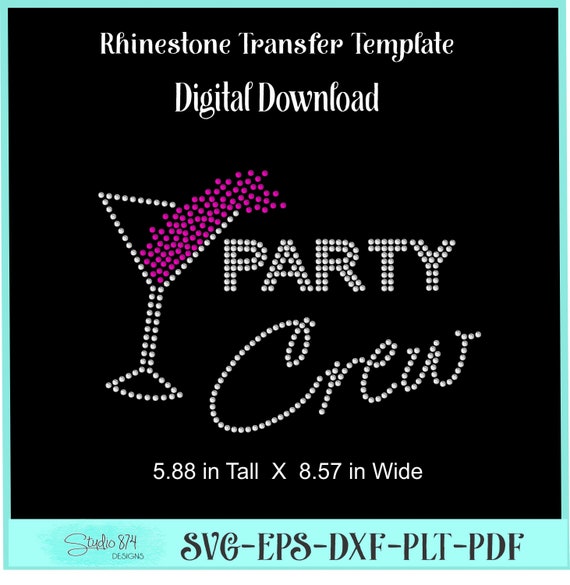 Party Crew Birthday Rhinestone Instant Download SVG, EPS Bling Digital Transfer Template