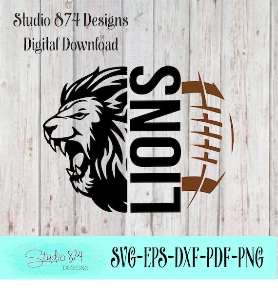 Lions Mascot Vector SVG HTV Transfer Template - Football School Instant Download