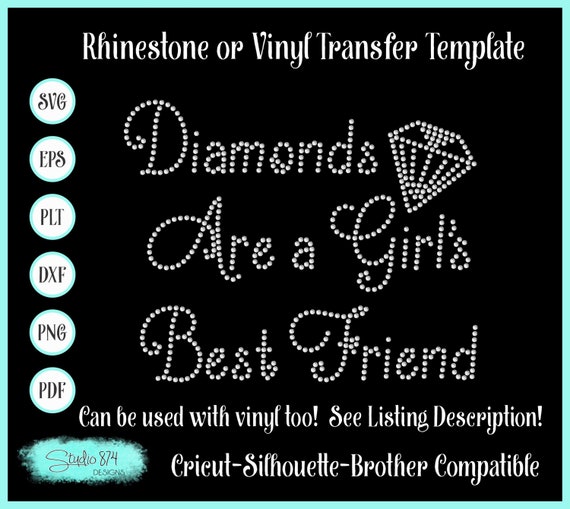 Diamond Rhinestone Instant Digital Download SVG, EPS Transfer Template - Diamonds Are a Girls Best Friend