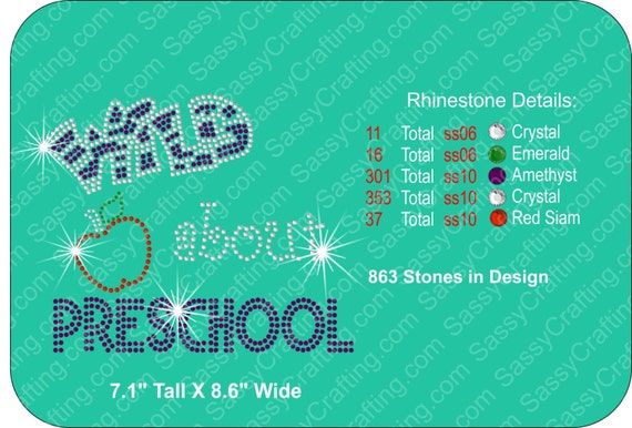 Rhinestone Transfer Template Pattern Stencil  - Wild About Preschool -  DOWNLOAD - DIY - Sticky Flock