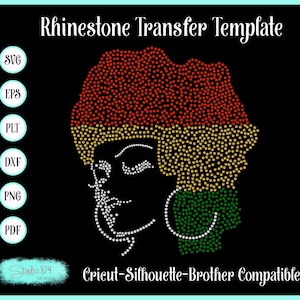 Afro Girl Mutli Rhinestone Instant Download SVG, EPS Digital Transfer Template