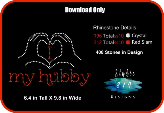 Rhinestone Transfer Template Pattern Bride-Bridal-Wedding - I Heart-Love my Hubby -  DOWNLOAD  - DIY - Sticky Flock