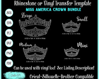 Miss America Crown Rhinestone Template (svg, eps, dxf, png, pdf) Digital Download