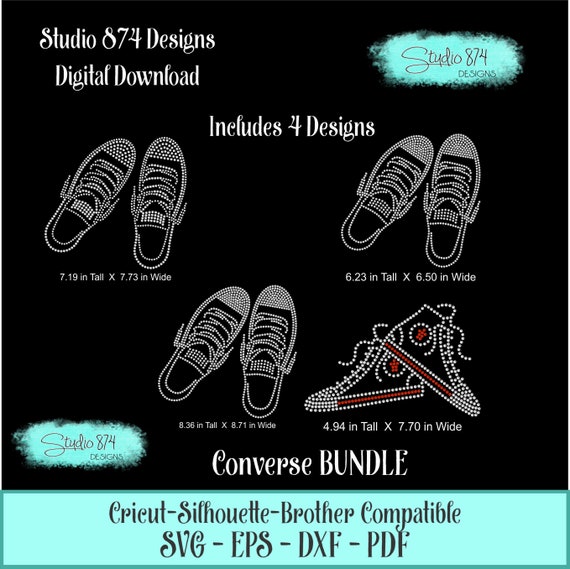 Converse Rhinestone Shoe BUNDLE Instant Download SVG, EPS Digital Transfer Template